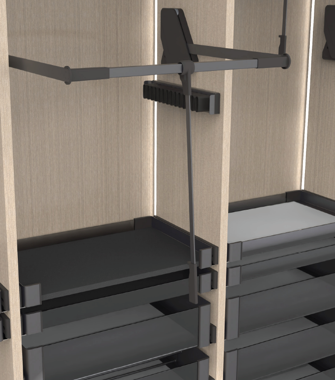 Пантограф для гардеробной усиленный Конеро W 985-1168 мм нагрузка 4-15 кг Kessebohmer | официальный магазин