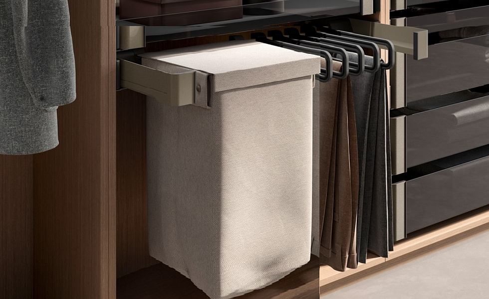 КОМПЛЕКТ Мешок для белья 450 мм Конеро W 810-870 мм, D 475 мм; мешок широкий 1 шт; вешалки 5 шт; шампань Kessebohmer | официальный магазин